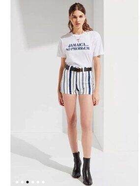 Urban Outfitters BDG Festival Pin-Up High-Rise Striped Denim Shorts Size 30 NWT